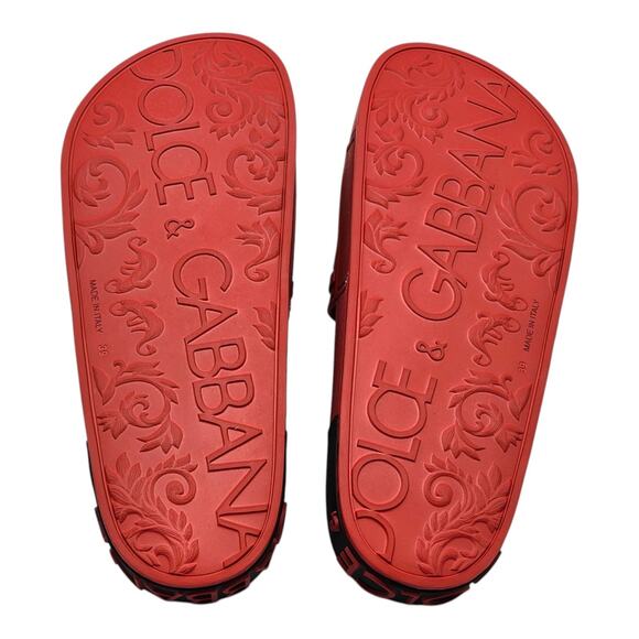 Dolce & Gabbana Logo Saint Barth Rubber Pool Slides Red EU 39 US 9 - NWB $320 - Picture 6 of 8